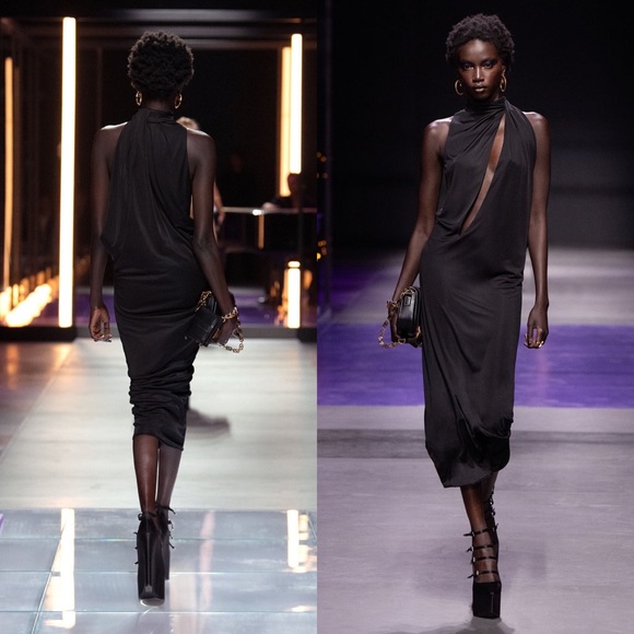 NWT Versace Satin Black Tempest Platform Pump - Picture 7 of 17